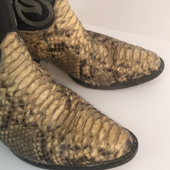 Tony Lama Boots Womens Size 6 Black Tan Snakeskin Western Cowboy Leather 3114 - Picture 6 of 14